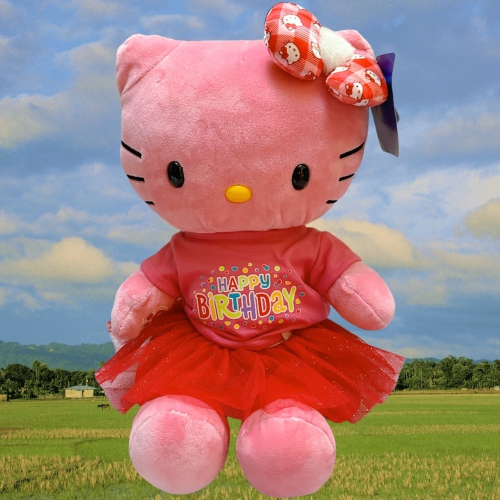 Build A Bear Hello Kitty Pink and Red Happy Birthday Plush Doll